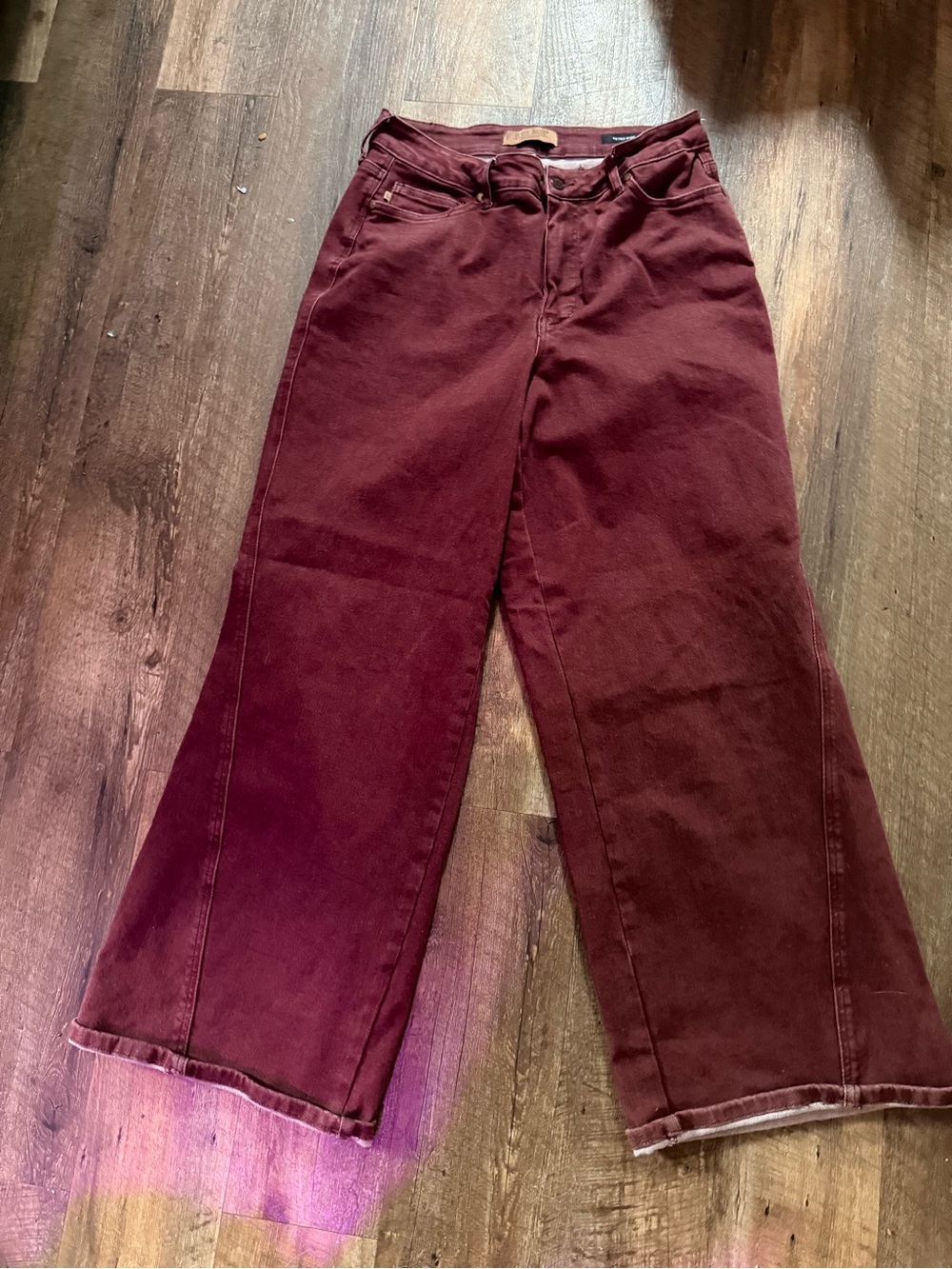 Judy Blue Wine-Colored Wide Leg Jeans